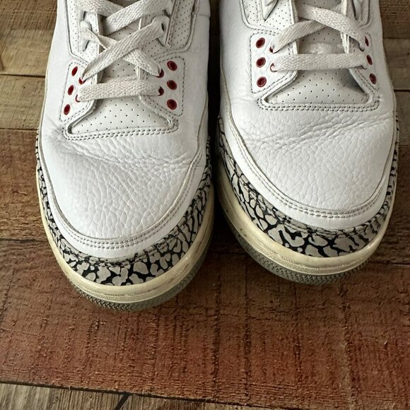 Jordan 3 Retro Hall of fame white red black mens -12 - Picture 11 of 13